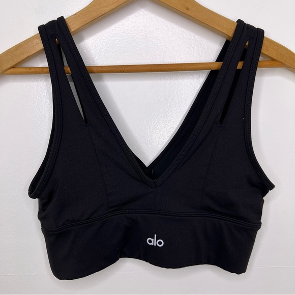 ALO Black United Long Sports Bra - Picture 3 of 5